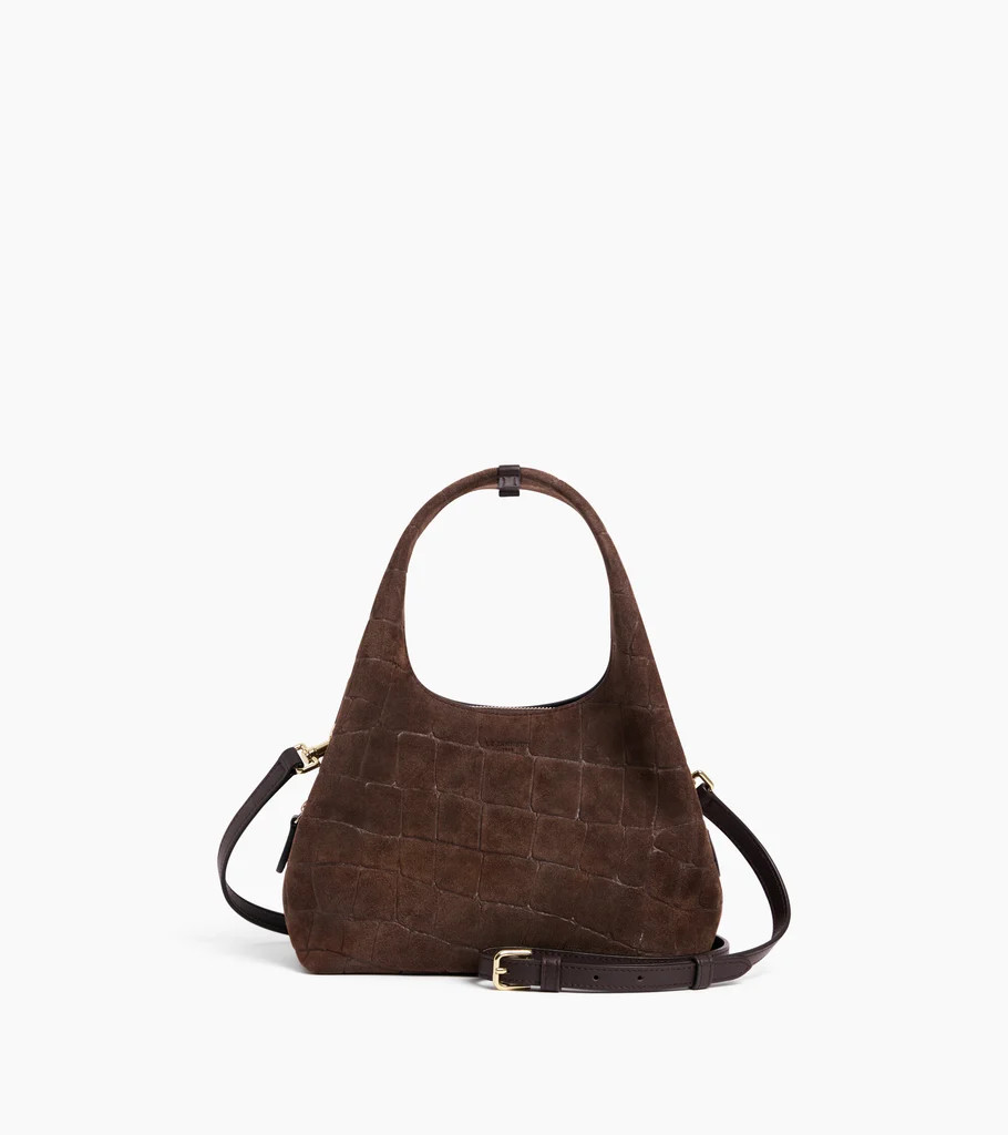 Juliette small handbag in mock croc suede split leather | Le Tanneur