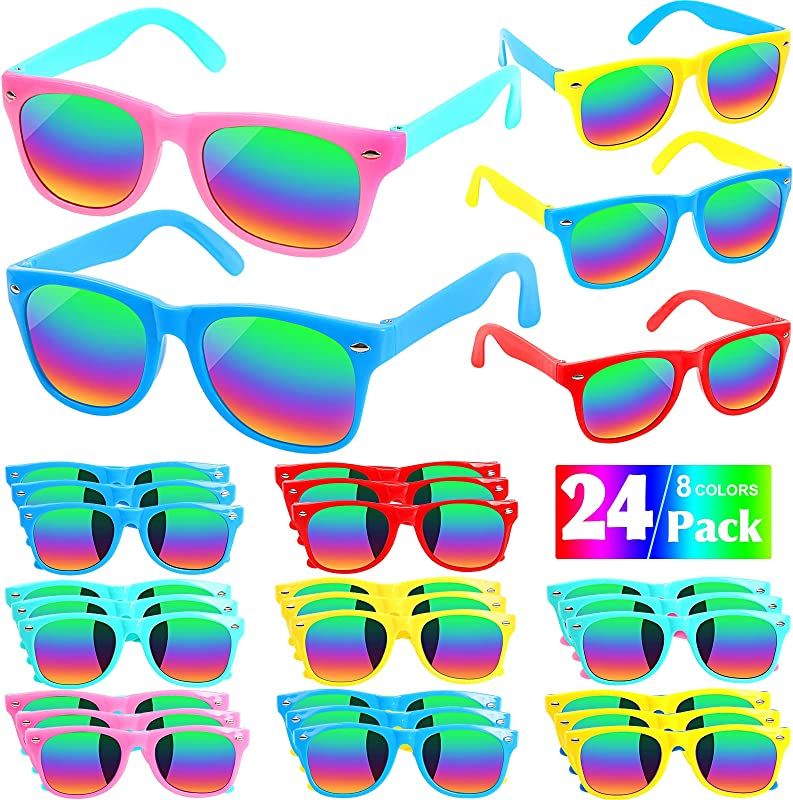 Kids Sunglasses Bulk Party Favors - 24 Pack Summer Party Supplies for Boys Girls, Neon Party Sung... | Amazon (US)