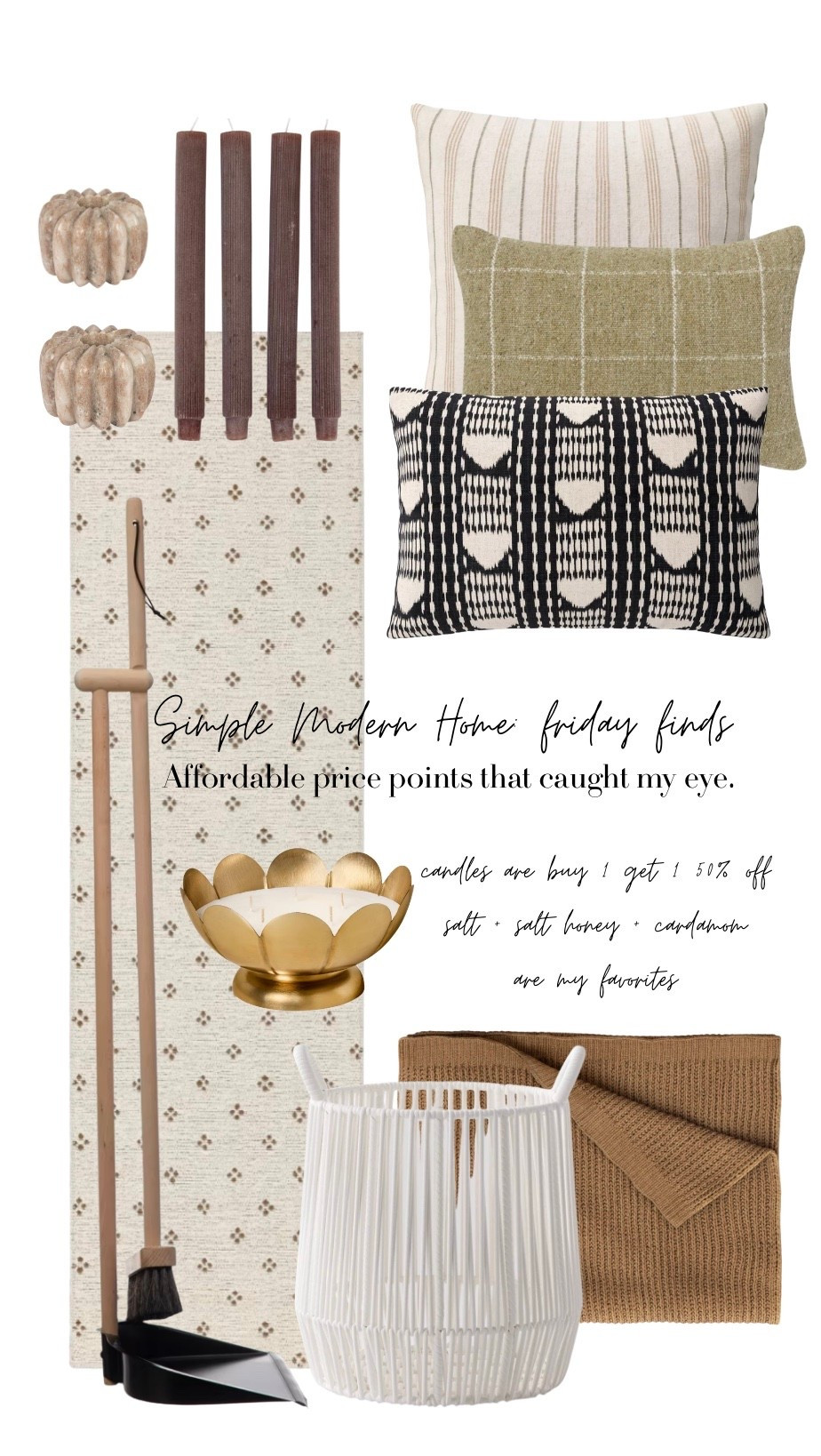 Darling fall finds that caught my eye from @Target 
Candles are buy one get one, 50% off.
My favorite sents from Magnolia: salt, salt, honey, and cardamom.

All the cozy linked: love this combination of pillows for a pop. This runner is darling from a cute new brand. Love a good white basket and cozy throw.

That was a marble taper holders paired with the brown candles are so good! 🤎

#LTKmomlife #LTKHome