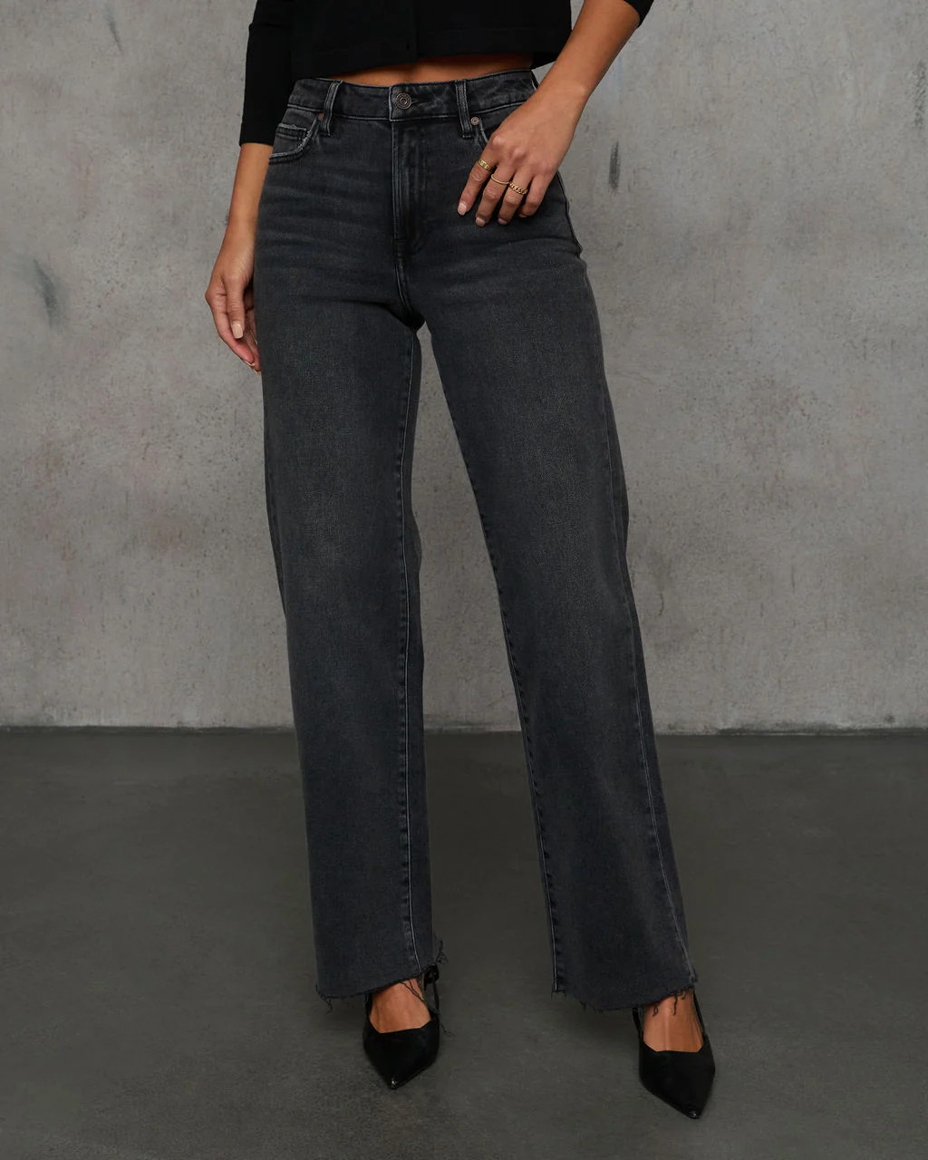 Dusky Charm Stretch High Rise Straight Leg Raw Hem Jeans | VICI