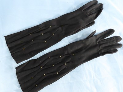 Pre-loved PartnerVTG Elvette by Dawnelle BLACK KNIT GLOVES Above Wrist GOLD BEADS Beaded SZ 7-1/2 | eBay US