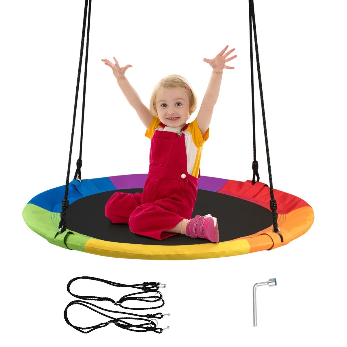 Goplus 40'' Flying Saucer Tree Swing Indoor Outdoor Play Set Swing for Kids, Colorful | Walmart (US)