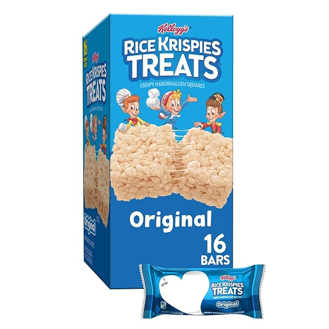 Rice Krispies Treats Crispy Marshmallow Squares, Kids Snacks, Cereal Bars, Original, 12.4oz Box (... | Amazon (US)