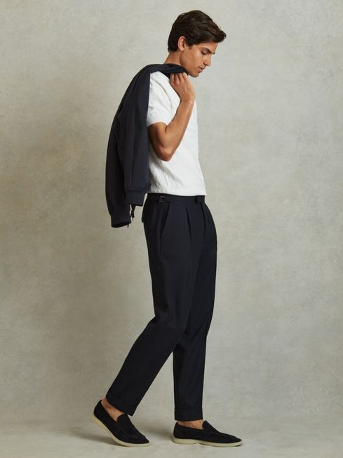 Textured Side Adjuster Trousers with Turn-Ups | Reiss UK