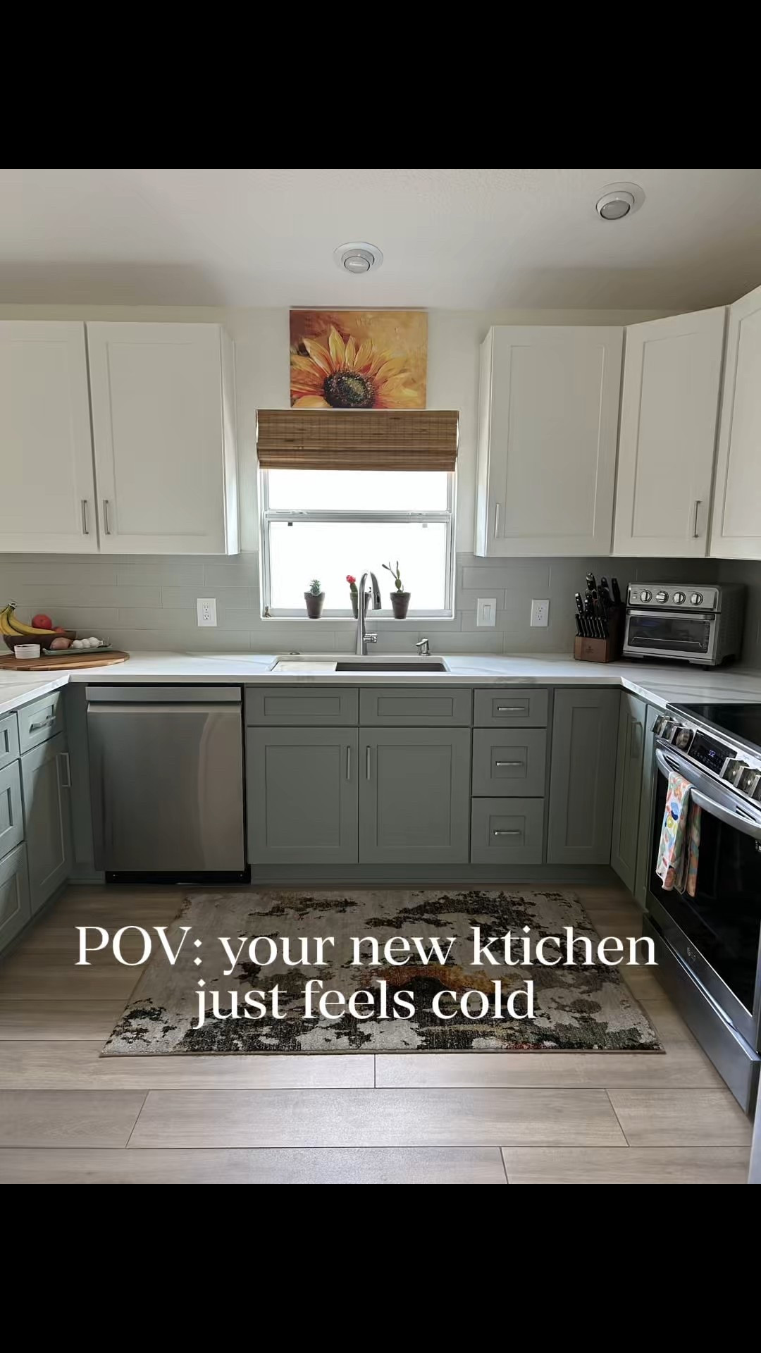 You know your parents…my dad thinks everything I do it the best thing in the world 🩶
I did suggest to swap theirs for the Porcini Taupe appliances from WalMart but then they still felt it was cold and it was. I explained they needed warmth so I opened the cabinets and started adding what I could find. Without buying anything try adding wood pieces to your cold kitchen and see what you can make!
#kitchendecor #kitchenmakeover #WalMart 

#LTKHome