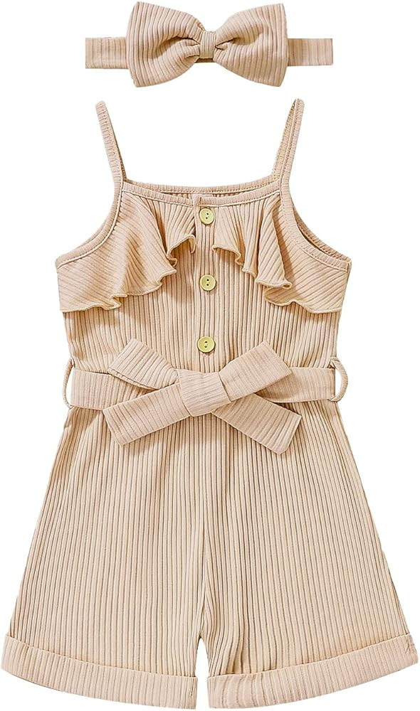 CETEPY Baby Girl Clothes Toddler Girl Summer Outfits Sleeveless Girls Jumpsuit One Piece Halter R... | Amazon (US)