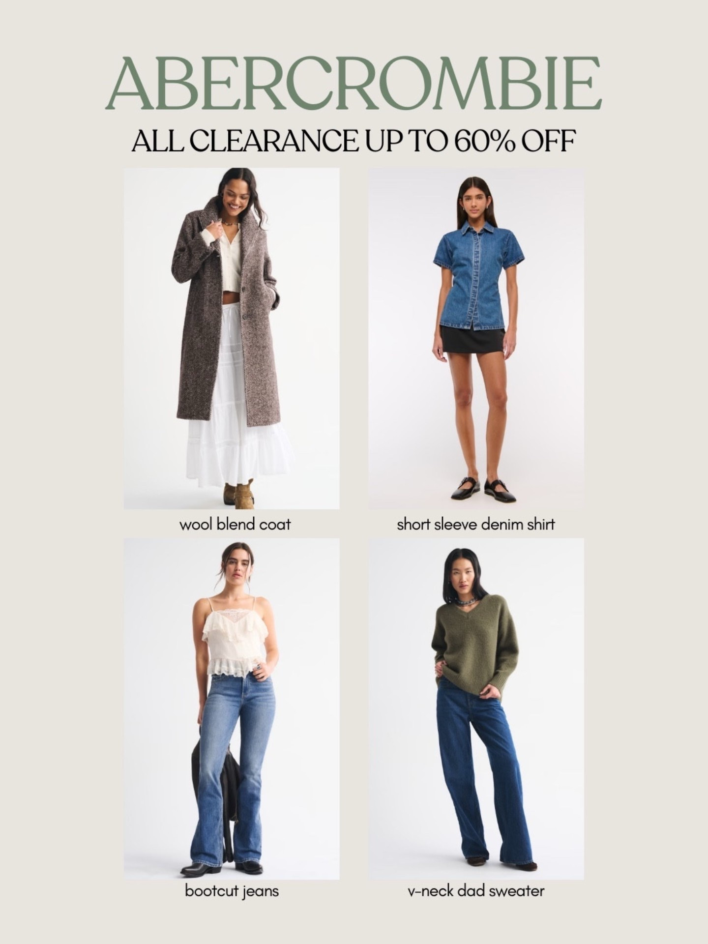 [3/4/26] @abercrombie favorites on sale for up to 60% off! i absolutely love everything from a&f  - from their denim to wool collection to pajamas, loungewear & more 🖤✨

#LTKspringtrends #LTKootd #LTKSaleAlert
