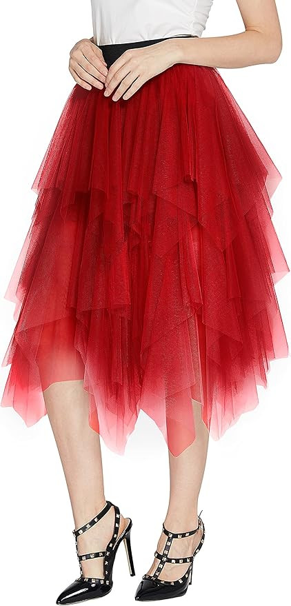 Urban CoCo Women's Sheer Tutu Skirt Tulle Mesh Layered Midi Skirt | Amazon (US)