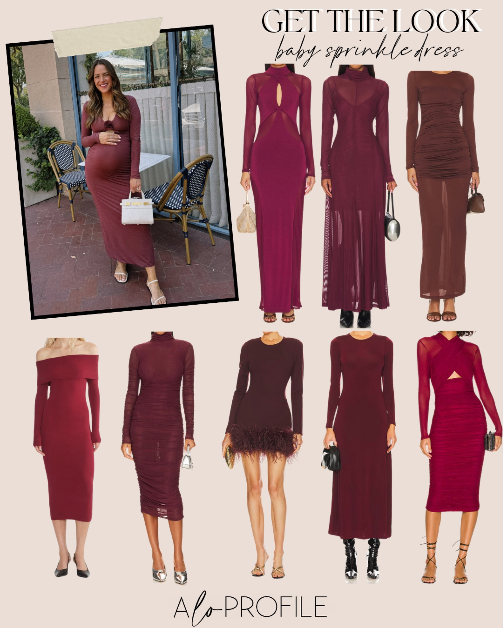 GET THE LOOK / baby sprinkle burgundy long sleeve dress! These are so good pregnant or not. Love the is color for any event or wedding in the fall 

#LTKWedding #LTKStyleTip #LTKParties