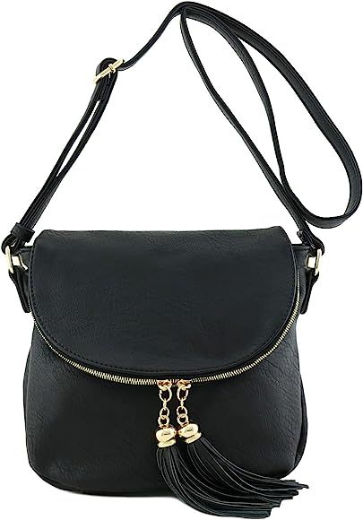 Tassel Accent Crossbody Bag with Flap Top | Amazon (US)