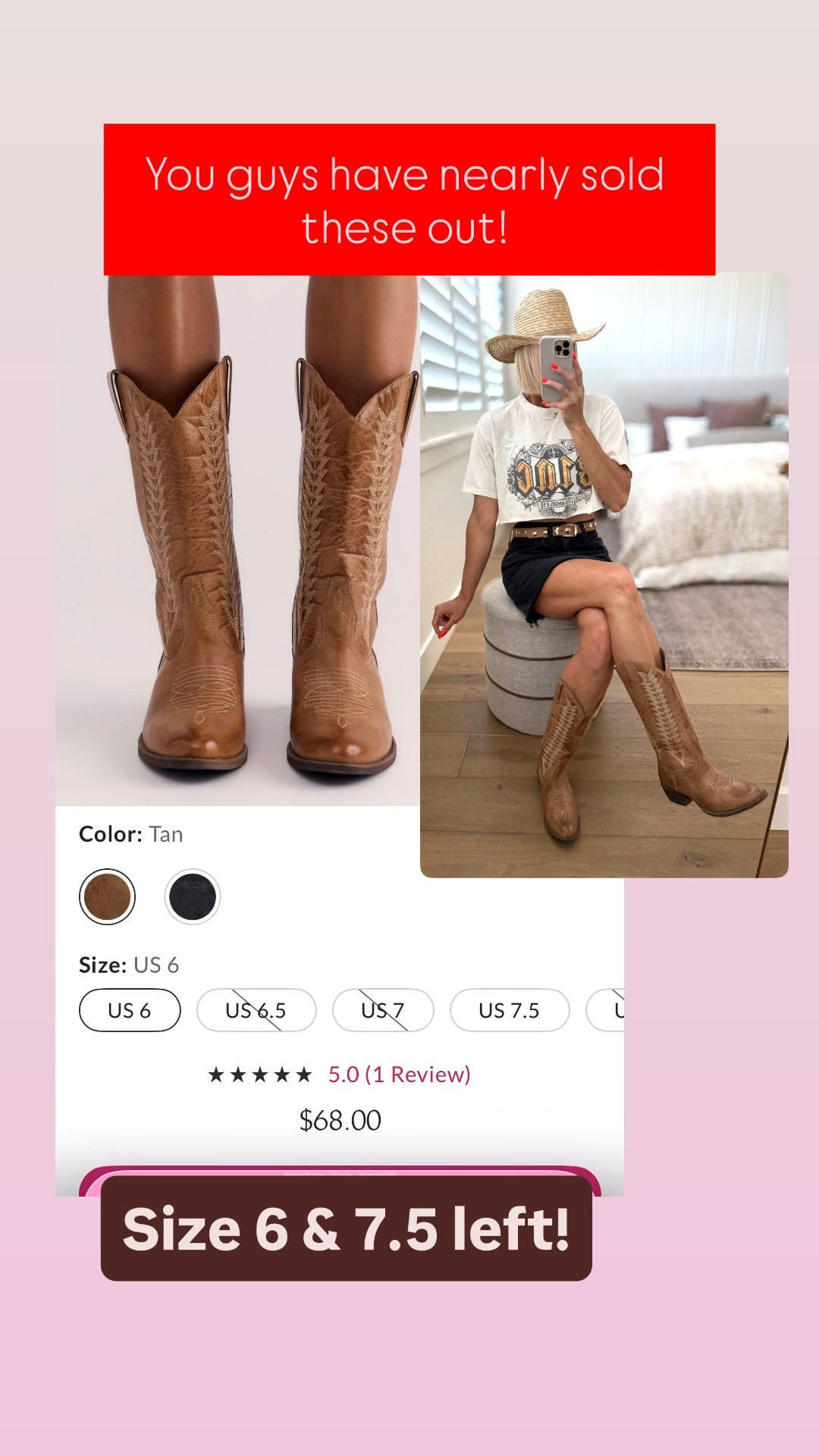 These $68 boots are almost sold out! If you’re a size 6 or 7 1/2 now is your last chance!

#LTKgrwm #LTKOver40 #LTKmomlife