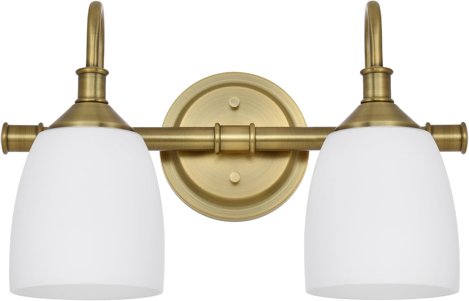 2-Light Champagne Bronze Bathroom Vanity Light Fixtures Over Mirror, Vintage Vanity Lights for Living Room, Milk White Glass Shades, Standard E26 Base | Amazon (US)