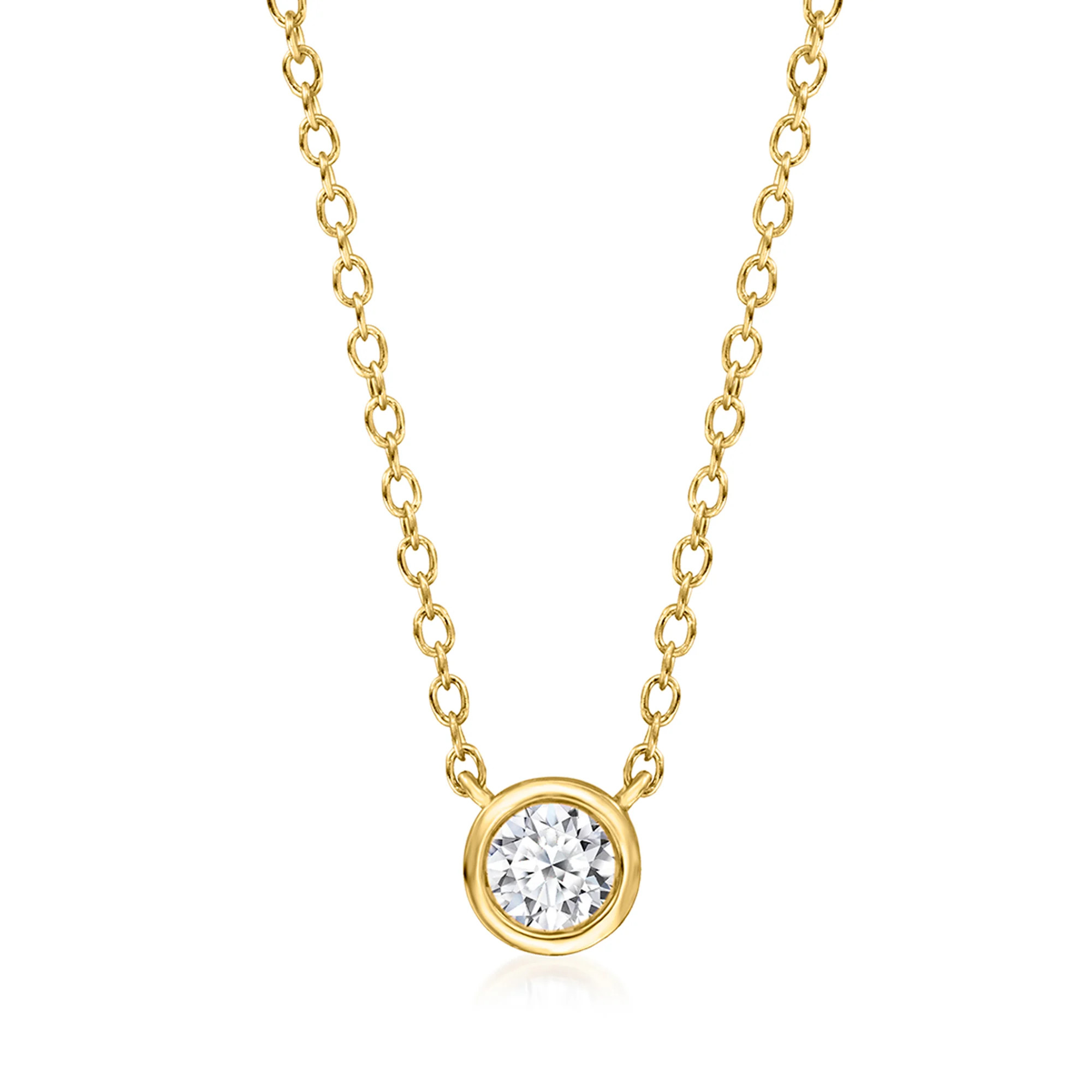 .15 Carat Bezel-Set Lab-Grown Diamond Necklace in 18kt Gold Over Sterling | Ross-Simons