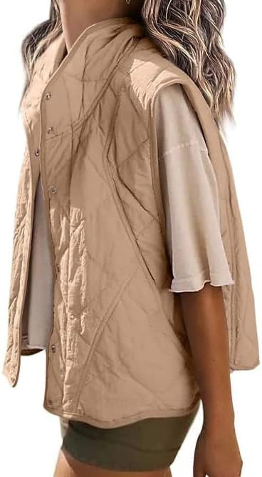 Veatzaer Womens Puffer Vest Cropped Quilted Stand Collar Lightweight Jacket Sleeveless Button Dow... | Amazon (US)