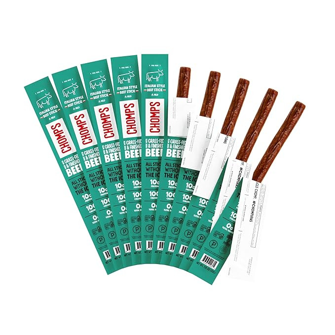 CHOMPS Grass Fed Beef Jerky Meat Snack Sticks, AIP Diet Compliant, Keto, Paleo, Whole30 Approved,... | Amazon (US)