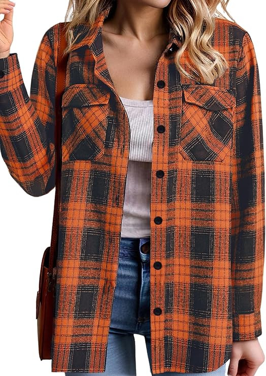 Zeagoo Womens Button Down Flannel Shirts Long Sleeve Plaid Blouses Lightweight Business Dressy Ca... | Amazon (US)