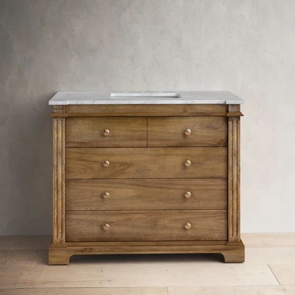 Garza 42'' Free Standing Single Bathroom Vanity with Marble Top | Wayfair North America