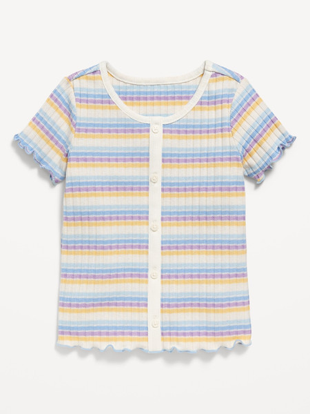 Short-Sleeve Lettuce-Edge Button-Front Top for Toddler Girls | Old Navy (US)