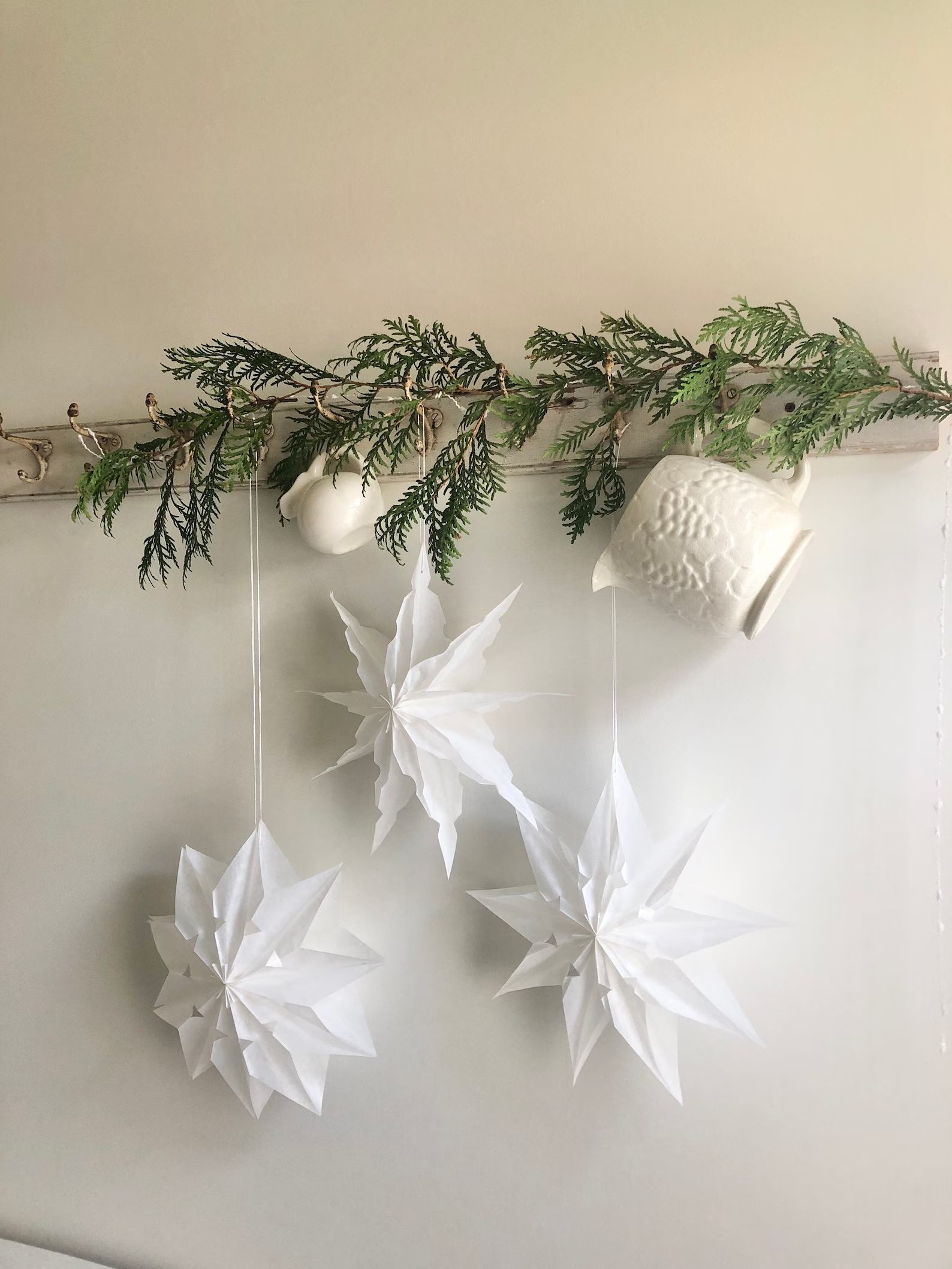 White Paper Star Snowflakes Set of 3/Paper Bag Snowflake/Paper Bag Star/Scandinavian Christmas/Pa... | Etsy (US)
