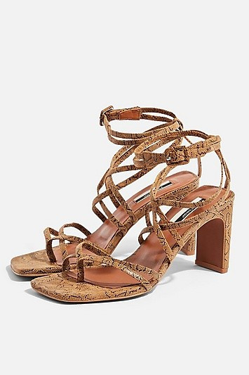 Raja Leather Natural Strap Mid Sandals - Natural | Topshop US