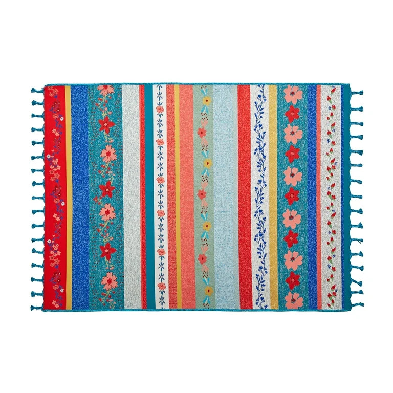 The Pioneer Woman 6' x 9' Multicolor Floral Dance Stripe Outdoor Rug - Walmart.com | Walmart (US)