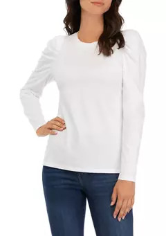 Crown & Ivy™ Women's Pleated Shoulder T-Shirt | Belk