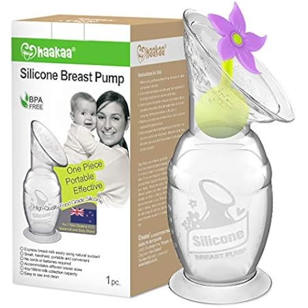 Haakaa Manual Breast Pump with Suction Bottom and Purple Stopper (4oz/100ml) | Amazon (US)