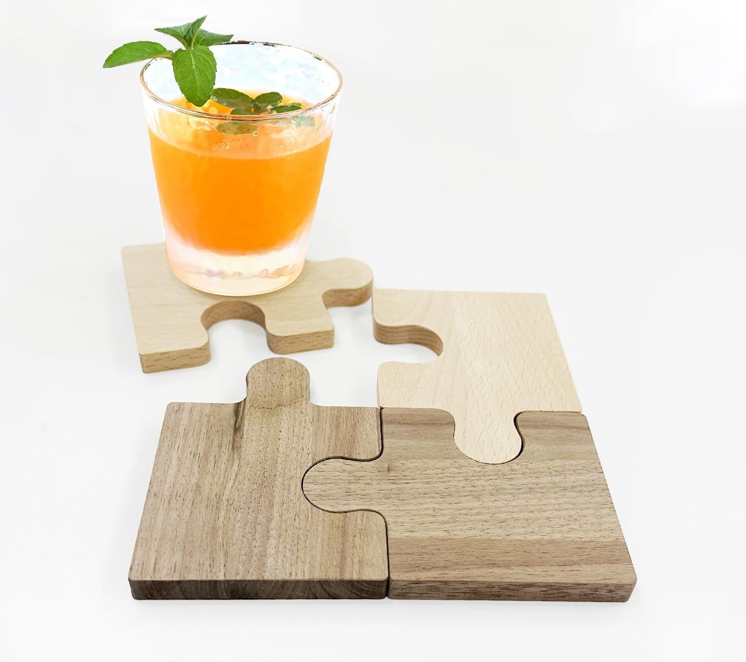 Wooden Coaster Wooden Puzzle Tea Cup Pad 4Pcs,Drink Coasters Jigsaw DIY Coasters Reusable Home De... | Amazon (US)