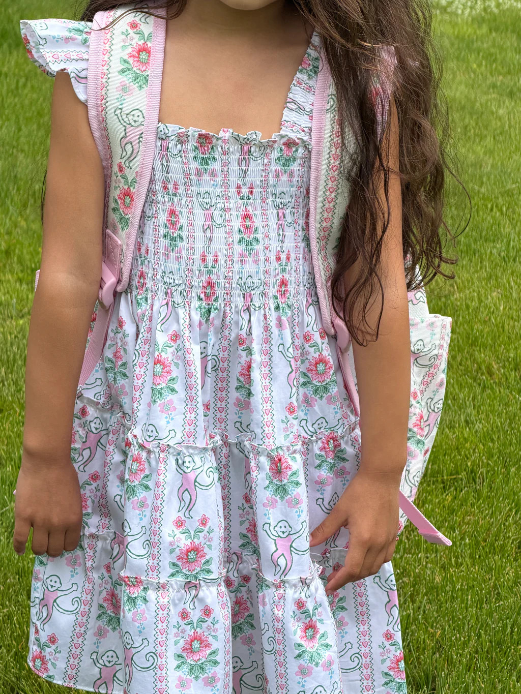 Roller Rabbit x Hill House The Tiny Ellie Nap Dress - Pink Monkey Block Stripe | Hill House Home US