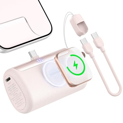 RORRY Mini Portable Charger USB C, 10000mAh PD 22.5W Fast Charging Small Power Bank, Travel Essential Battery Pack for iPhone 17/16/15 Series and Apple Watch Ultra/11/10/9/SE, iPad, Pink | Amazon (US)
