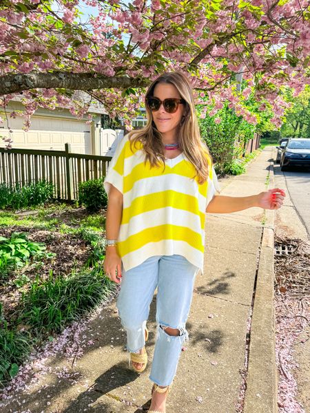 Casual spring outfit // maternity friendly outfit, pregnancy style // these maternity jeans are so comfy // this sweater isn’t maternity but I sized up to medium for the bump 

#LTKbump #LTKfindsunder100 #LTKSeasonal