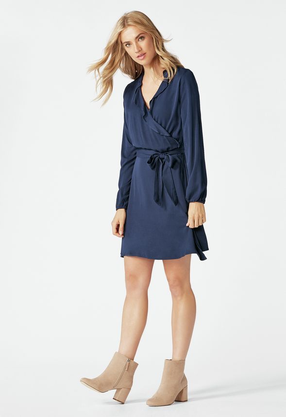 Ruffle Neck Wrap Dress | JustFab