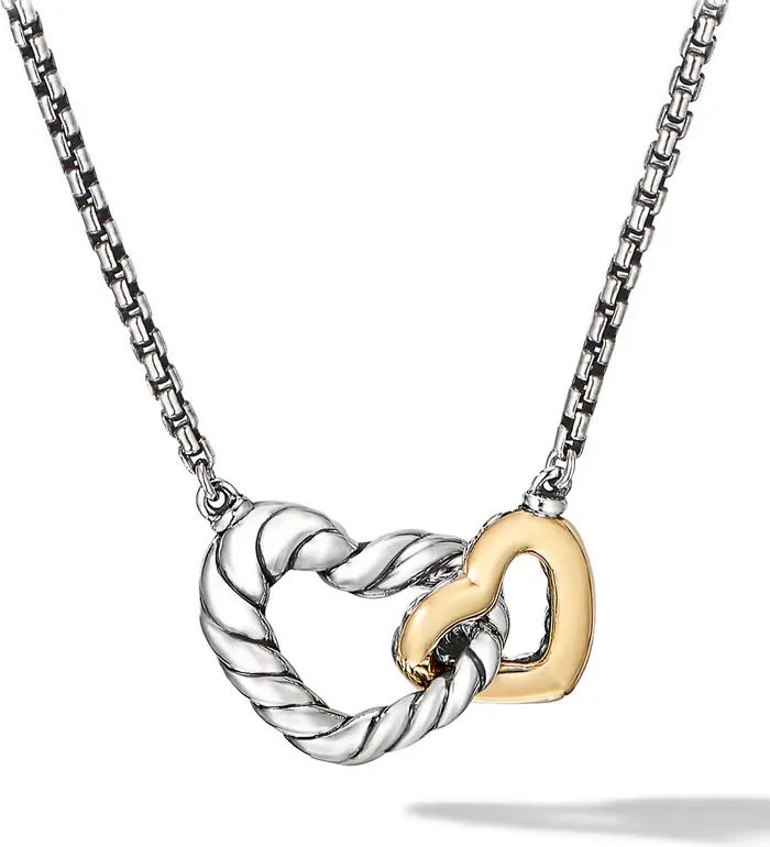 Cable Collectibles® Double Heart Necklace with 18K Yellow Gold | Nordstrom