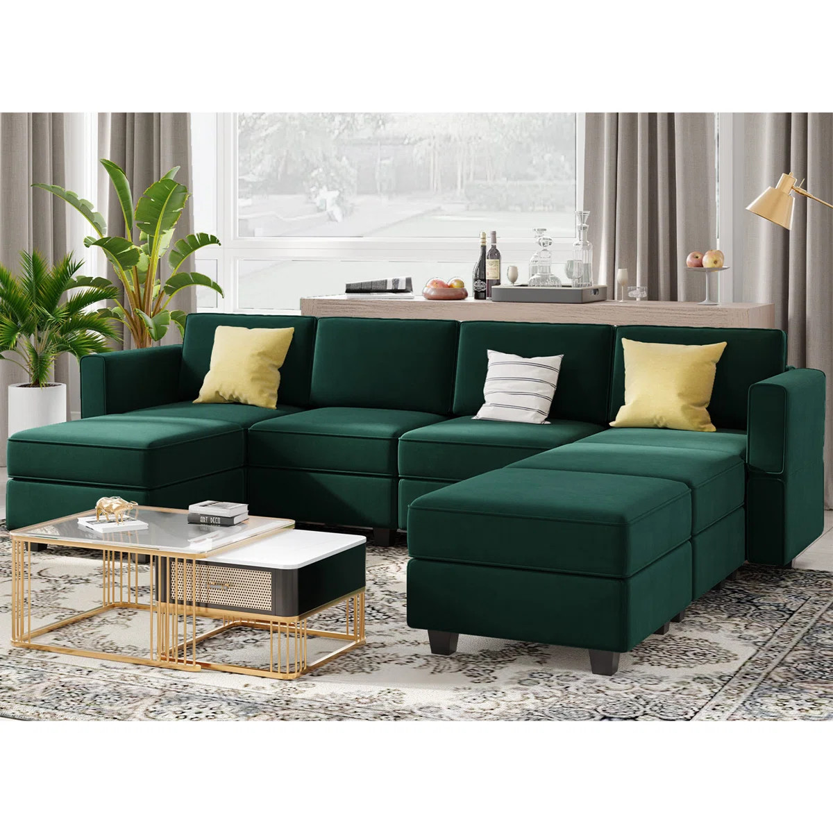 Vashudev 8-Piece 116.6'' Velvet Modular Upholstered Sectional Sofa Modern Storage Couch with Otto... | Wayfair North America