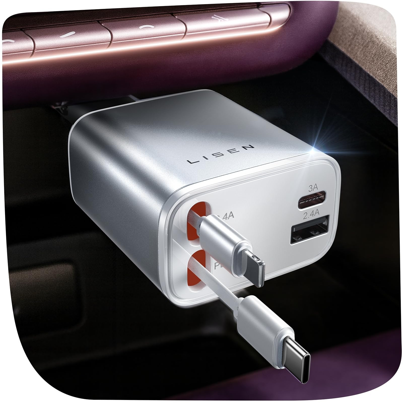 LISEN Retractable Car Charger for iPhone 17 Pro Max, 75W Retractable Car Charger, Cute Girly Car ... | Amazon (US)