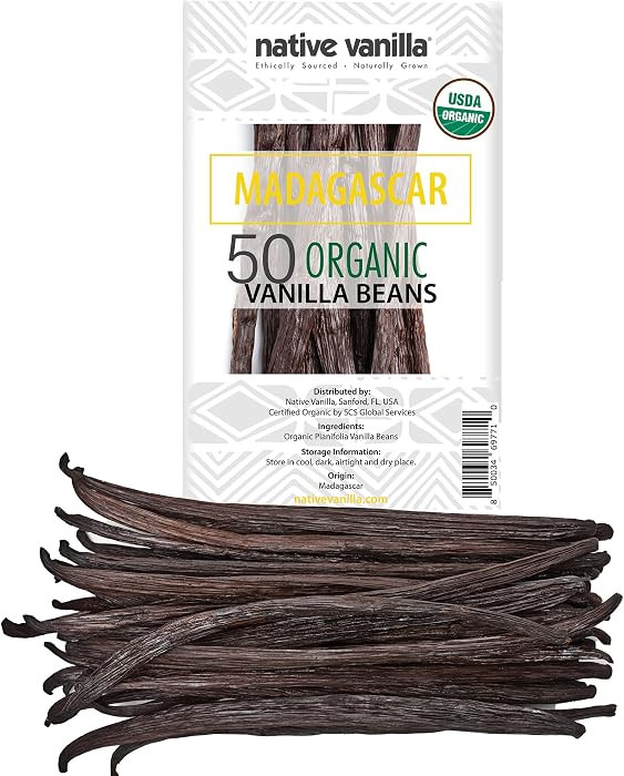 50 Organic Madagascar Vanilla Beans - Whole Grade A Premium Bourbon Pods - For Making Extract & B... | Amazon (US)