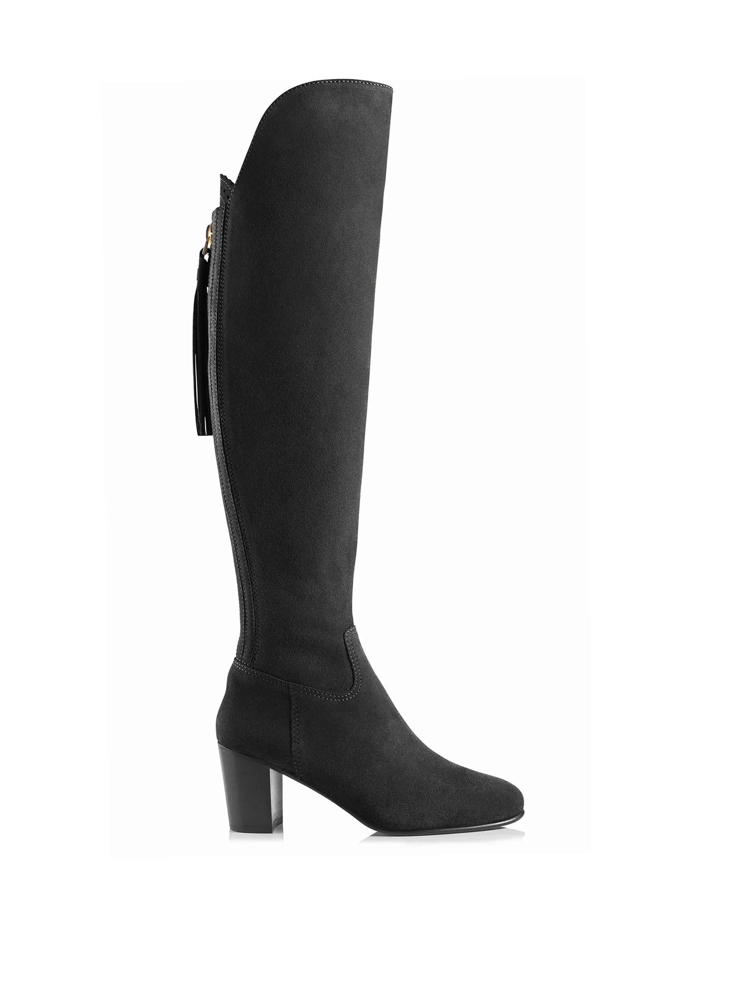 Amira - Women's Over the Knee Boots - Black Suede | Fairfax & Favor | Fairfax & Favor (UK)