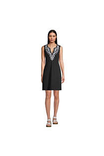 Women's Cotton Jersey Embroidered Sleeveless Swim Cover-up Dress | Lands' End (US)