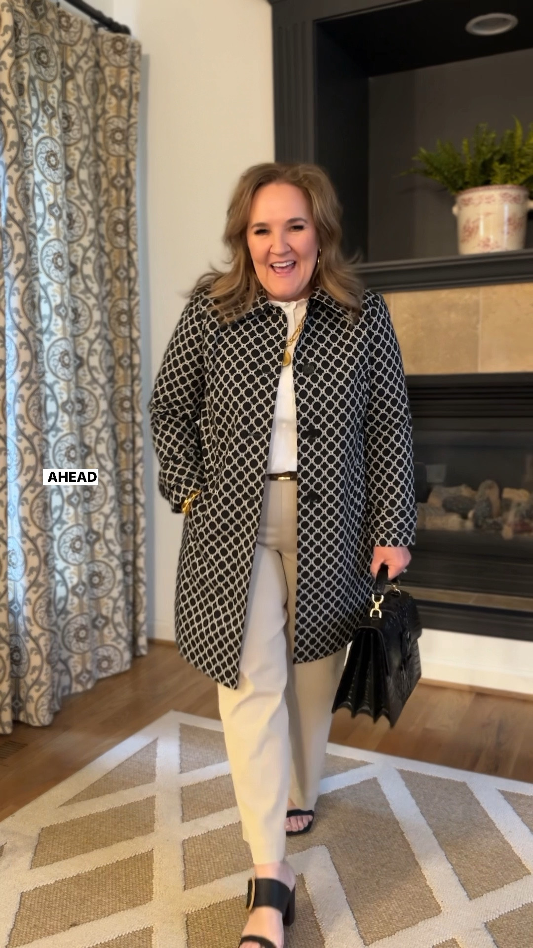 The perfect spring coat. Lined, and a classic geo pattern. I’m wearing a petite large. And it’s 25% off through Monday the 26th! Don’t miss the sale. 

Spanx stretch twill. Wearing size XL reg. 10% off code NANETTEXSPANX 
Dotted Swiss white blouse. Wearing a large. 10% off with code NANETTE10
Sandals tts 
And the most professional clsssy purse. 



Talbots spanx Brahmin Gibson look 

#LTKworkwear #LTKover40 #LTKsalealert