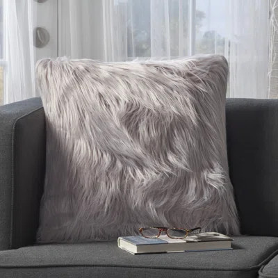 Milagro Faux Fur Square Throw Pillow Color: Lavender | Wayfair North America