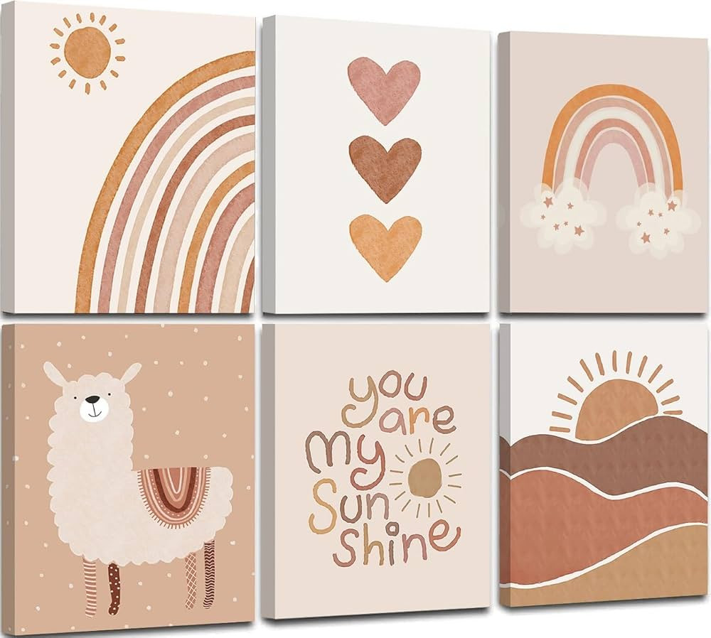 Quzenu Boho Nursery Decor You Are My Sunshine Boho Nursery Framed Wall Art Canvas Prints for Baby... | Amazon (US)