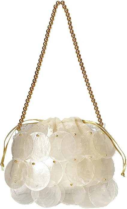 Women Fashion Shell Woven Handbag Chic Shell Beach Bag Beaded Chain bag for Summer Travel Beach P... | Amazon (US)