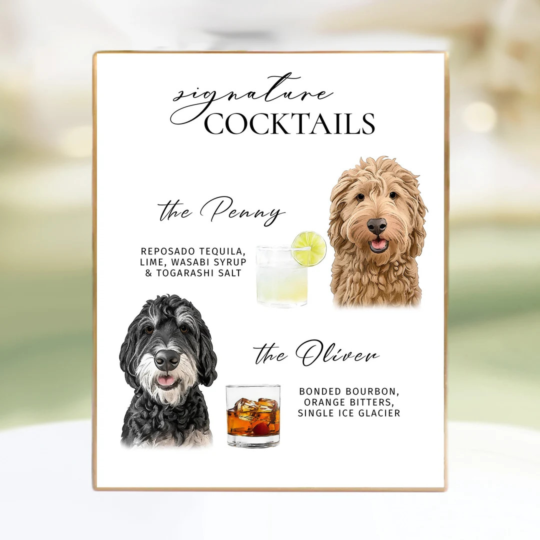 Dog Signature Cocktail Dog Custom Drink Sing Dog Signature Drink Sing Custom Pet Bar Menu Sing Pe... | Etsy (US)