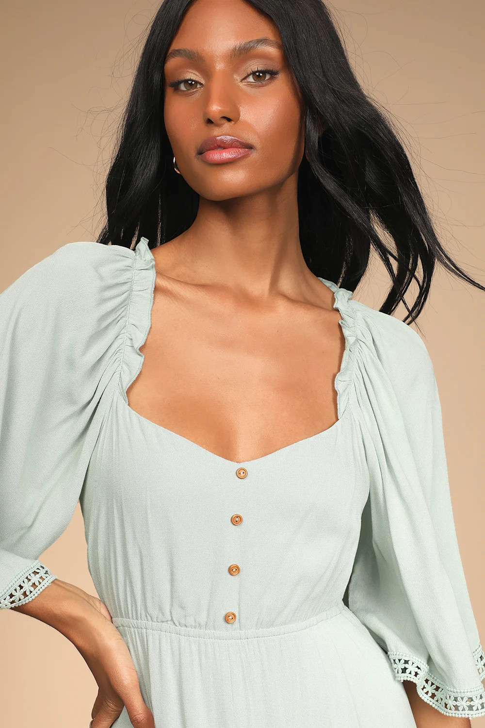 My Darling Love Sage Three-Quarter Sleeve Handkerchief Dress | Lulus (US)