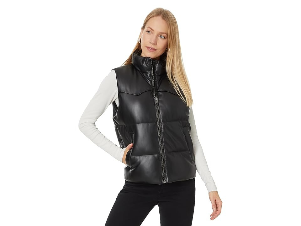 Levi's(r) Faux Leather Puffer Vest Women's Jacket Black : LG, Leather/Polyurethane | Zappos