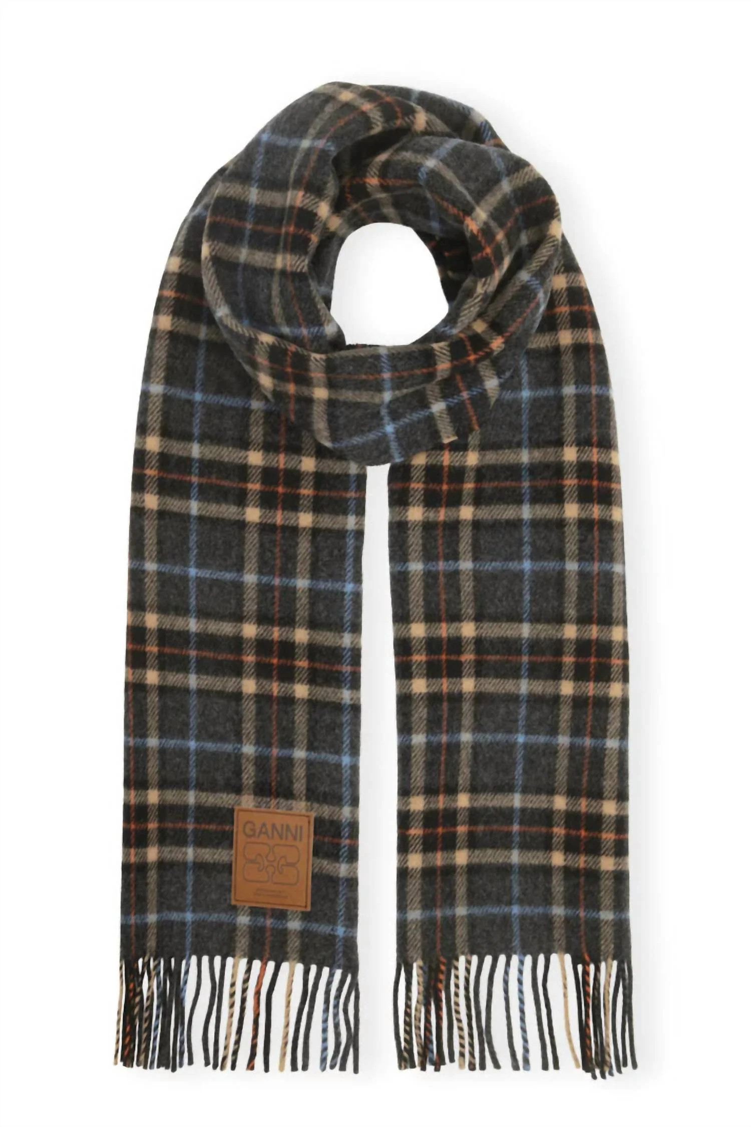 Women's Double Face Wool Check Scarf In Grey | Shop Simon