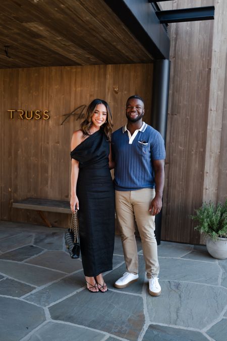 Dinner outfits in Napa! Size 4 in black linen maxi dress (runs a bit small in the waist). Tre is wearing a Large in polo and 36x32 in chinos. Use code AFNENA to save on Tre’s polo! 

#LTKsalealert #LTKstyletip #LTKunder100