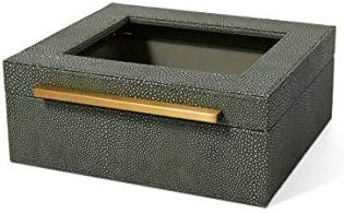 Grey Faux Shagreen Leather Napkin holder with gold stainless steel handle, Decorative Napkin box, Ti | Amazon (US)