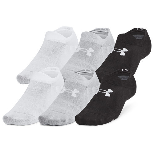 Under Armour Mens Under Armour Essential 6 Pack Ultra Low Socks - Mens Black/Black/Halo Grey Size S | Foot Locker (US)