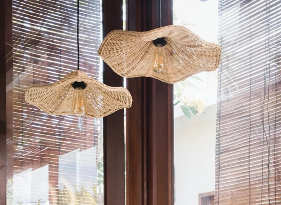 BOHO STYLE  Bidadari Lampshade Boho Wicker Rattan Boho Chic - Etsy Canada | Etsy (CAD)